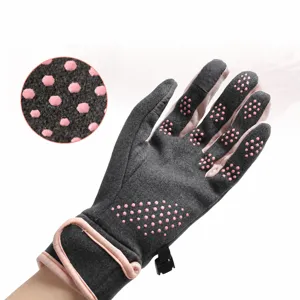 Winter warm gloves with full palm silicone anti-slip particles fleece lined outdoor sports wear