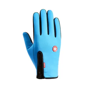 Windproof thermal cycling gloves with zipper full finger touch screen outdoor sports wear for winter