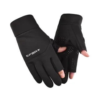Unisex Autumn Winter Fleece Warm Touch Screen Gloves Windproof Waterproof Outdoor Sports Cycling Two-Finger Gloves