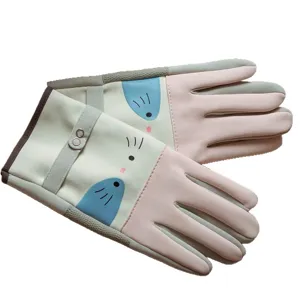 Cute cartoon winter cycling gloves for men and women, waterproof, windproof, and touch screen.