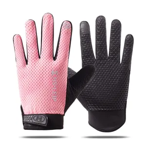 Ademende roze fietschandschoenen voor heren en dames, antislip sport fitness handschoenen.