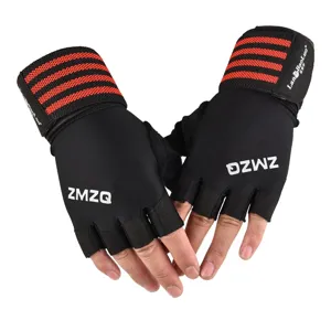 Men half finger sports fitness gloves outdoor cycling breathable wrist wrap protective gear active