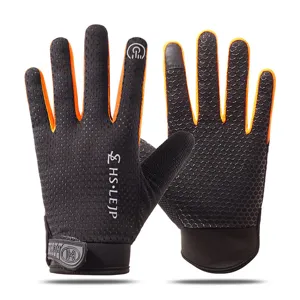 Zwart oranje ademende antislip fiets sport handschoenen outdoor fitness mountainbike