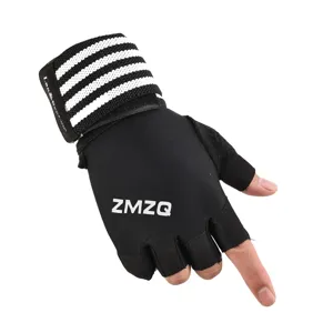 Mens half finger fitness cycling gloves with extended wrist wrap breathable sports gear