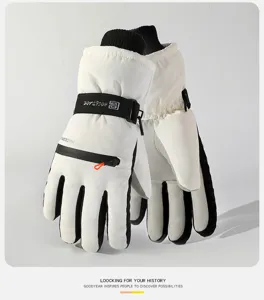Winter ski gloves waterproof windproof thermal touch screen couple style white outdoor