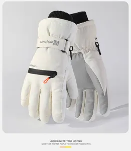 Winter waterproof ski gloves with fleece lining, warm anti-slip design for outdoor riding.