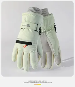 Thickened waterproof winter ski gloves with thermal fleece lining, windproof and anti-slip.