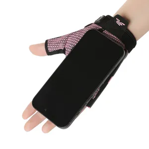Gants de sport fitness demi-doigts respirants avec support de téléphone pour course entraînement