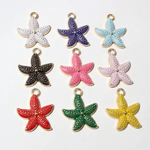Colorful enamel starfish charms alloy DIY jewelry pendant details, 23x19mm cute charms.