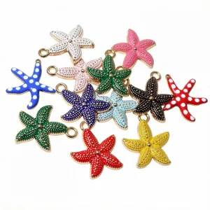 Colorful enamel starfish charms alloy DIY jewelry pendant accessories for handmade crafting projects