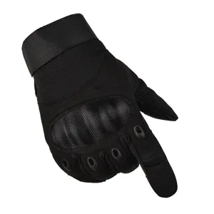 Black tactical gloves full finger hard knuckle outdoor cycling motorcycle sports detail