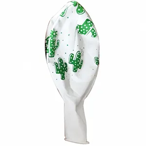 36 inch large white round balloon with green cactus pattern, perfect for kids birthday party toys