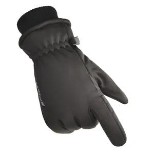 Black thermal waterproof winter ski gloves for men, windproof outdoor cycling gear detail.