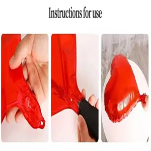 Red foil heart balloon inflation instruction detail image for party decoration and kids toys.