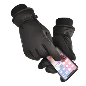 Thermal winter cycling ski gloves with touchscreen waterproof fleece lining for outdoor sports.