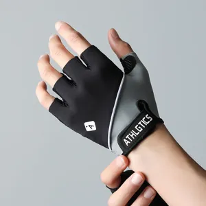 Half finger fitness gloves for gym workouts, breathable anti-slip cycling sports gloves.