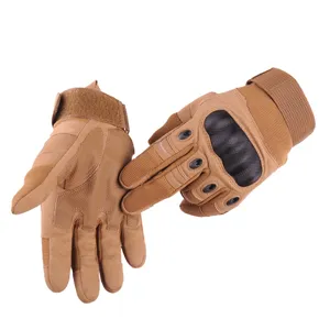 Men's tactical gloves full finger hard knuckle outdoor cycling anti slip climbing gear brown