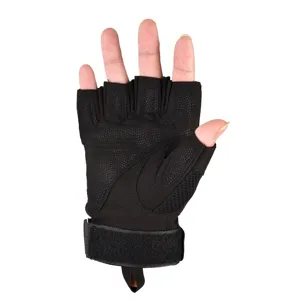 Black half-finger tactical gloves for outdoor sports, fitness training, and cycling.