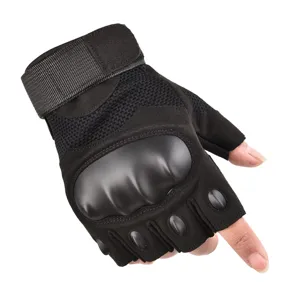 Tactical half-finger gloves with hard knuckle protection detail for outdoor sports and training.