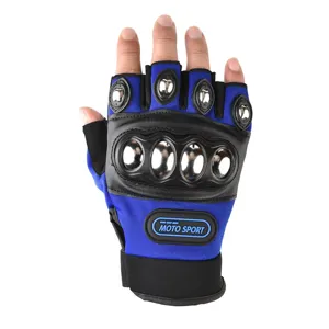 Half-finger motorcycle gloves with steel knuckles tactical anti-slip cycling gear