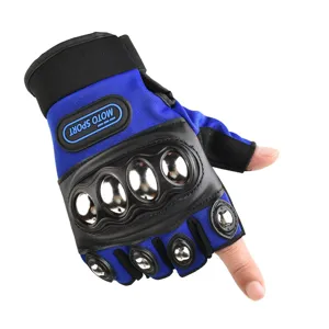 Steel shell half-finger tactical gloves for motorcycle racing, shockproof wear-resistant