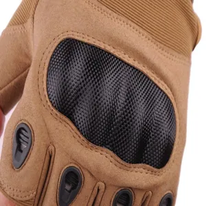 Tactical half-finger gloves with hard knuckle protection and breathable holes for outdoor sports.