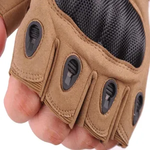 Outdoor tactical half-finger sports gloves with breathable mesh and knuckle protection.