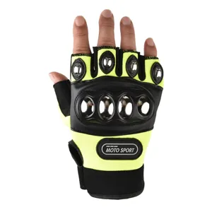 Half finger motorcycle tactical gloves with metal knuckle protection for riding sport.