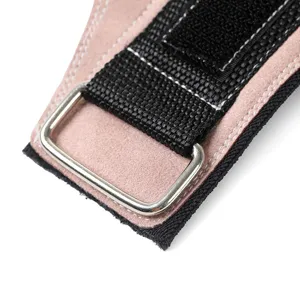 Correa de levantamiento de pesas fitness muñequera grip con anillo de metal y velcro.