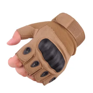 Tactical half finger glove knuckle detail, durable protective outdoor sports gear close up.