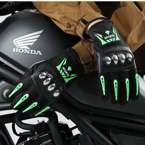 Full finger motorcycle racing gloves with steel knuckle protection and anti-slip grip.