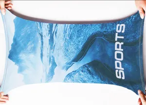 Ice silk sun protection face mask detail showing high elasticity and clear glacier print fabric.