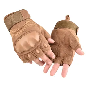 Tactical half-finger gloves with hard knuckle protection for outdoor sports and riding.