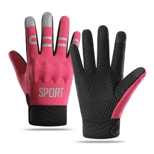 Close-up of cycling gloves with knuckle protection, anti-slip palm, and reflective details.