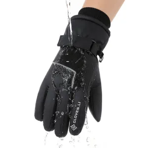 Waterproof winter ski gloves for men, thermal windproof fleece lined cycling thermal gloves.