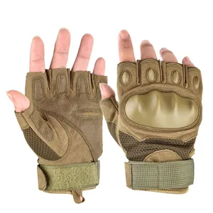 Tactical half-finger gloves with hard knuckle protection for outdoor sports cycling climbing.