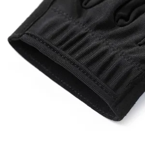 Gants de sport et de fitness noirs avec poignet élastique, équipement d'entraînement.