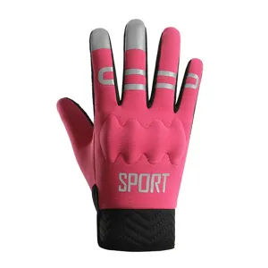 Windproof thermal cycling gloves for outdoor sports with reflective details and padded protection.