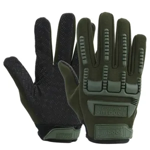 Gants tactiques complets verts pour le sport en plein air, cyclisme, escalade résistants.