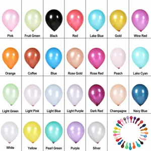 10 inch pearl latex balloons color chart main image showing various colorful party balloons.