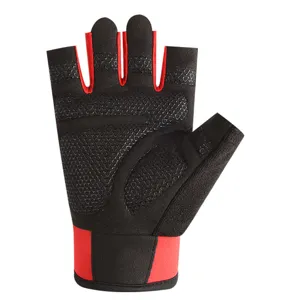 Half-finger fitness gloves for men, non-slip gym training weightlifting workout palm protection.