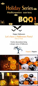 Halloween latex balloons and glowing pumpkin lights set for spooky party decorations.