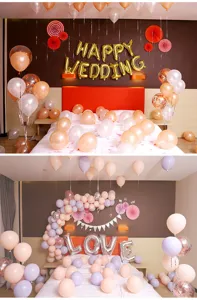 Kit de décoration de ballons de mariage avec lettres en aluminium, ballons en latex et évents.