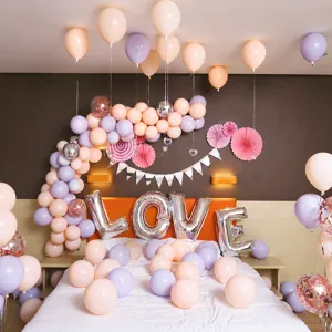 Kit d'Arche de Ballons de Mariage Romantique Ballons en Latex Rose Rouge Macaron pour Fiançailles Fête de Mariage Décorations