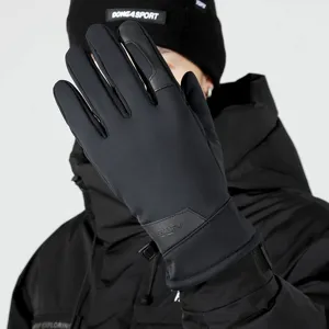 Men winter warm gloves thickened fleece windproof non-slip thermal cycling ski gloves for outdoor