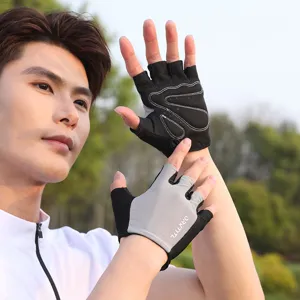 Men's half-finger cycling and fitness gloves with breathable mesh and anti-slip grip.