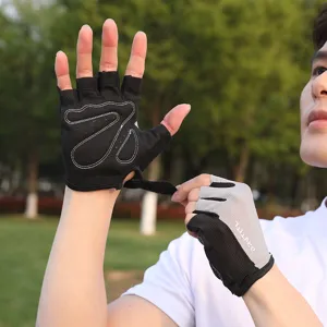 Breathable half-finger sports cycling fitness gloves for men and women outdoor workout gear.