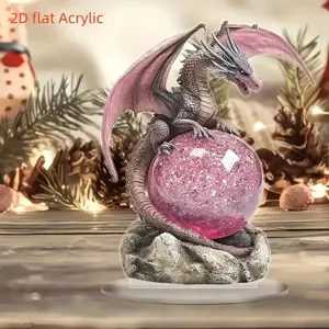 Flat acrylic crystal dragon ornament desk decor bohemian fantasy gift for home decoration