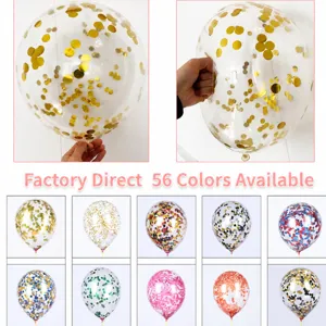 Kit de ballons transparents de 12 pouces avec confettis dorés pour fête de mariage et anniversaire.
