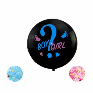 36 inch gender reveal balloon set with blue and pink confetti for baby shower party decor